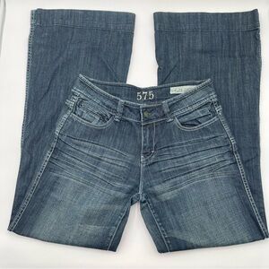 575 Jeans Womens 29 x 32 Wide Leg Flare Bottoms Denim Penny Button Dark Wash
